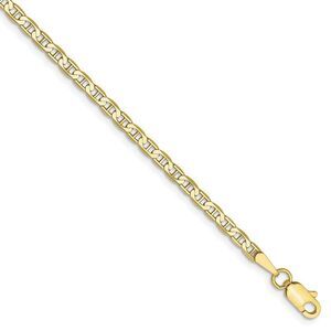 10k Yellow Gold 2.4mm Flat Anchor Chain Anklet, 9 Inch